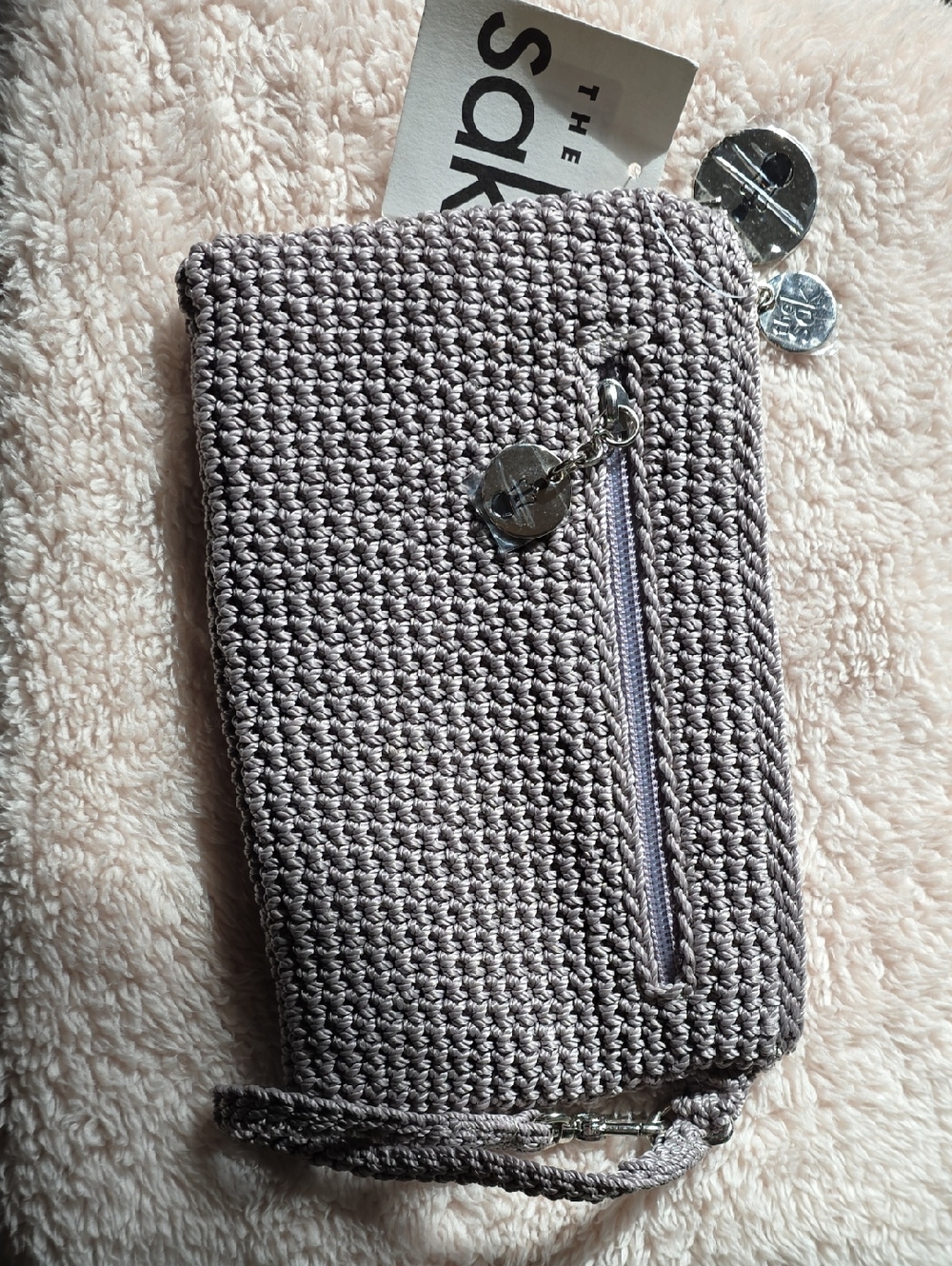 The Sak Crocheted Wristlet Wallet in Light Taupe